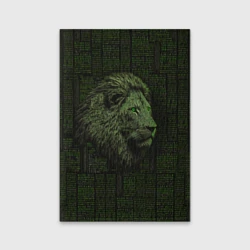 Обложка для паспорта матовая кожа Лев в стиле ASCII-графики