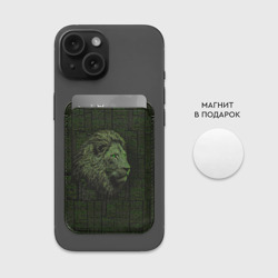 Картхолдер Magsafe магнитный Лев в стиле ASCII-графики - фото 2