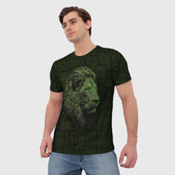 Мужская футболка 3D Лев в стиле ASCII-графики - фото 2