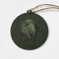 Деревянная игрушка круг Лев в стиле ASCII-графики