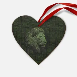 Деревянная игрушка Сердце Лев в стиле ASCII-графики