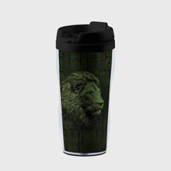 Термокружка-непроливайка Лев в стиле ASCII-графики