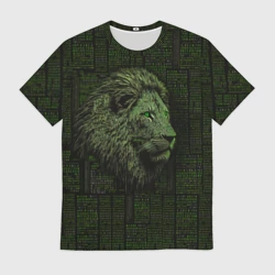Мужская футболка 3D Лев в стиле ASCII-графики