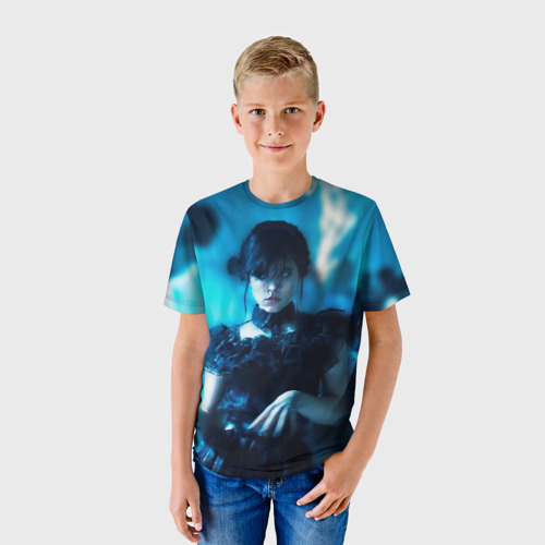 Детская футболка 3D с принтом Уэнсдэй Адамс танец, фото на моделе #1