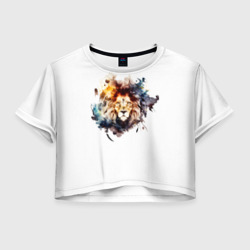 Огненный лев – Женская футболка Crop-top 3D с принтом купить
