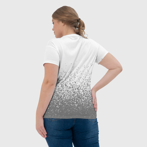 Женская футболка 3D с принтом Бармен - в красной рамке на светлом, вид сзади #2