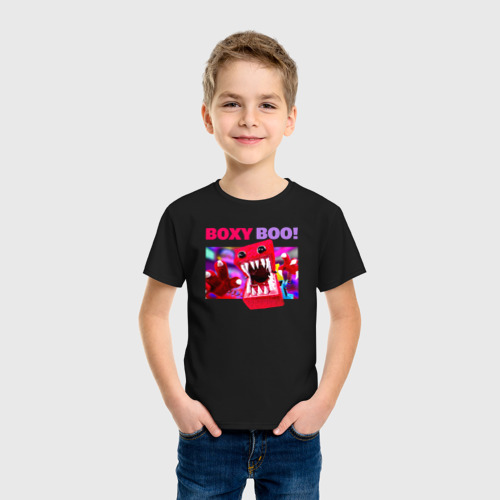 Детская футболка хлопок Project Playtime  Бокси Бу обнимашки, цвет черный - фото 3