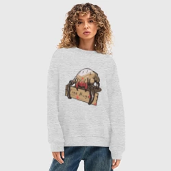 Женский свитшот oversize без начеса хлопок Hugs from crab - фото 2