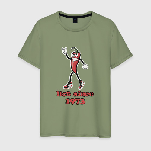 Мужская футболка хлопок Hot since 1973, цвет авокадо
