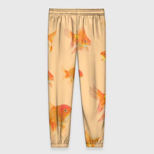 Женские брюки 3D с принтом Золотые рыбки в фоне, вид сзади #1