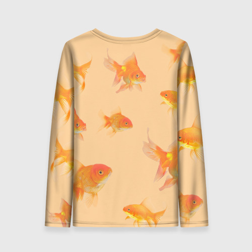 Женский лонгслив 3D Золотые рыбки в фоне, цвет 3D печать - фото 2
