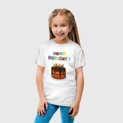 Детская футболка хлопок Шоколадный торт с днём рождения - фото 2