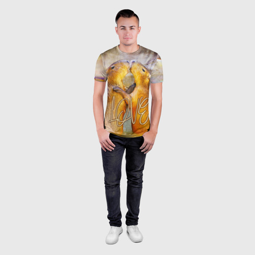 Мужская футболка 3D Slim Влюблённые капибары, цвет 3D печать - фото 4