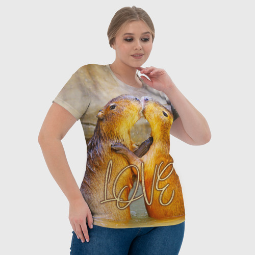 Женская футболка 3D Влюблённые капибары, цвет 3D печать - фото 6