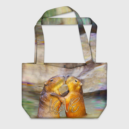 Пляжная сумка 3D Влюблённые капибары