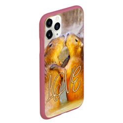 Чехол для iPhone 11 Pro Max матовый Влюблённые капибары - фото 2