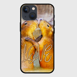 Чехол для iPhone 13 mini Влюблённые капибары