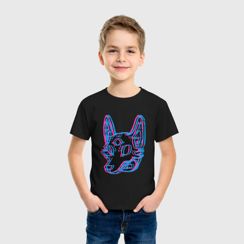 Детская футболка хлопок с принтом Space Coyote, фото на моделе #1