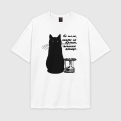 Мужская футболка Oversize хлопок texturе Кот Бегемот и примус