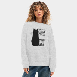 Женский свитшот oversize без начеса хлопок Кот Бегемот и примус - фото 2