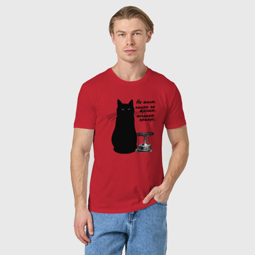 Мужская футболка хлопок Кот Бегемот и примус, цвет красный - фото 3