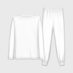 Пижама с принтом Кот Бегемот и примус для женщины, вид сзади №1. Цвет основы: белый