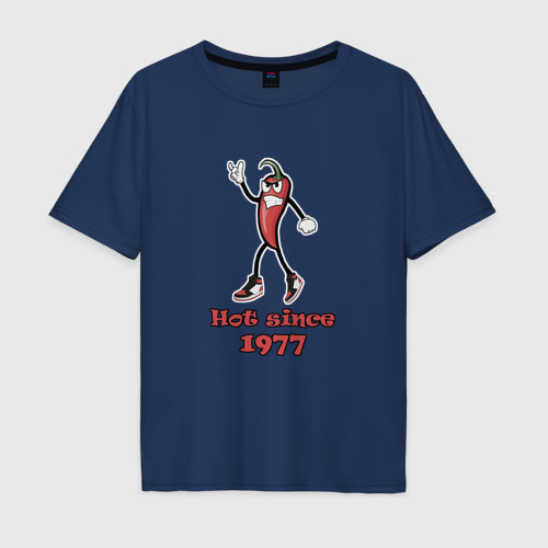 Мужская футболка хлопок Oversize с принтом Hot since 1977, вид спереди #2
