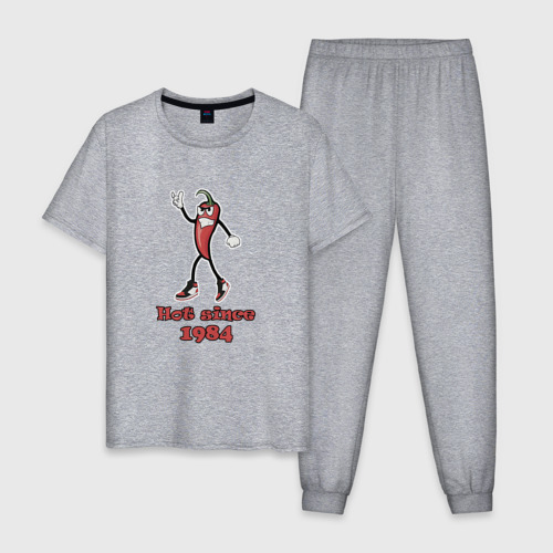 Мужская пижама хлопок с принтом Hot since 1984, вид спереди #2