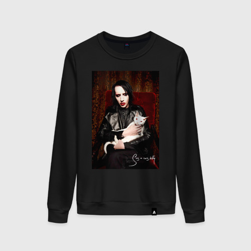 Женский свитшот хлопок Marilyn Manson - Sing a song kitty, цвет черный