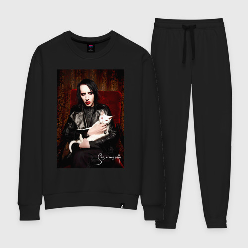 Женский костюм хлопок Marilyn Manson - Sing a song kitty, цвет черный