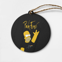 Деревянная игрушка круг Pink Floyd Гомер Симпсон рокер