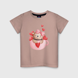 Детская футболка хлопок Мишка в кружке с сердечком