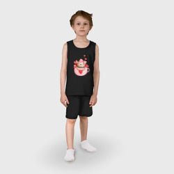 Детская пижама с шортами хлопок Мишка в кружке с сердечком - фото 2