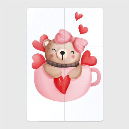 Магнитный плакат 2Х3 Мишка в кружке с сердечком