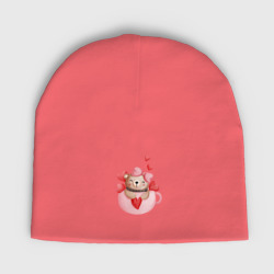 Детская шапка демисезонная Мишка в кружке с сердечком