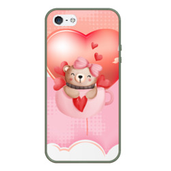 Чехол для iPhone 5/5S матовый Мишка в чашке с сердечком