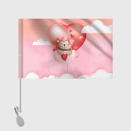 Флаг для автомобиля Мишка в чашке с сердечком - фото 2