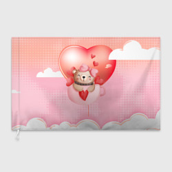 Флаг 3D Мишка в чашке с сердечком