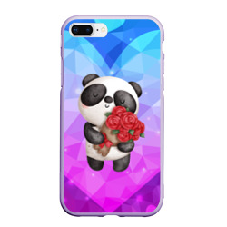 Чехол для iPhone 7Plus/8 Plus матовый Панда с букетом цветов