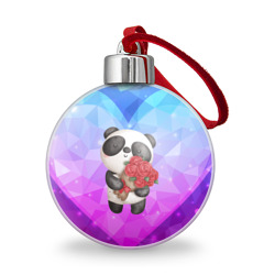 Ёлочный шар Панда с букетом цветов