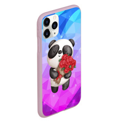 Чехол для iPhone 11 Pro матовый Панда с букетом цветов - фото 2