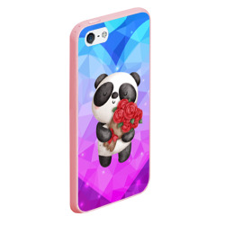Чехол для iPhone 5/5S матовый Панда с букетом цветов - фото 2