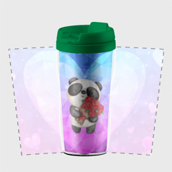 Термокружка-непроливайка Панда с букетом цветов - фото 2