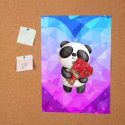 Постер Панда с букетом цветов - фото 2