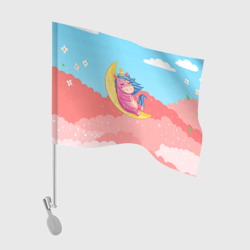 Флаг для автомобиля Единорог на месяце