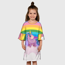 Детское платье 3D Единорог на фоне радуги - фото 2