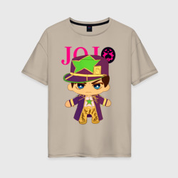 Женская футболка хлопок Oversize Little Jotaro Cujo - JoJo Bizarre Adventure