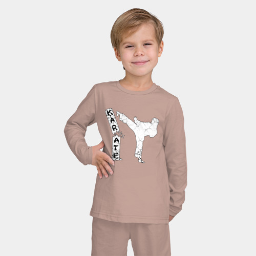 Детская пижама с лонгсливом хлопок с принтом Каратэ арт, фото на моделе #1