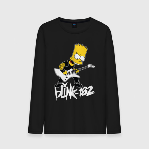Мужской лонгслив хлопок Blink 182 Барт Симпсон рокер, цвет черный