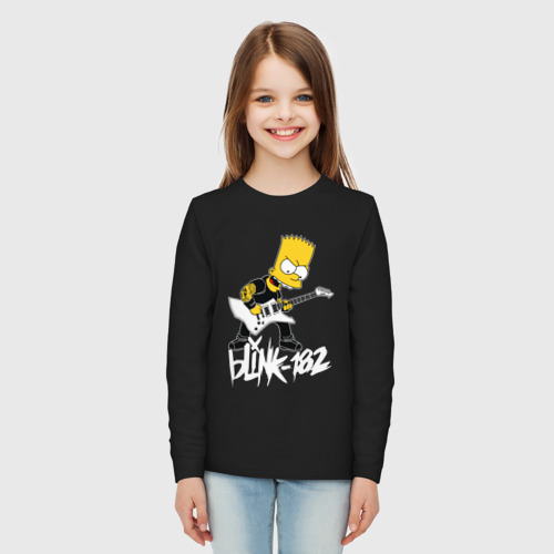 Детский лонгслив хлопок Blink 182 Барт Симпсон рокер, цвет черный - фото 5